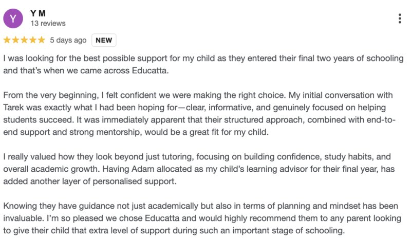 Real message screenshot from an Educatta family